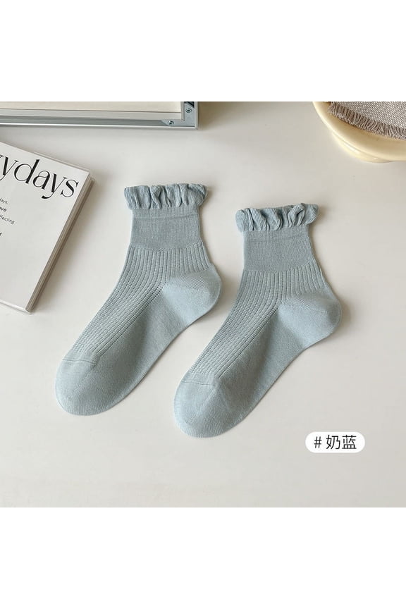 3 pairs of Women's Thin Cotton Crew Socks, Soft, Breathable Above-Ankle Socks with Comfort Fit, Versatile for Business, Casual & Athletic Wear ,Blue