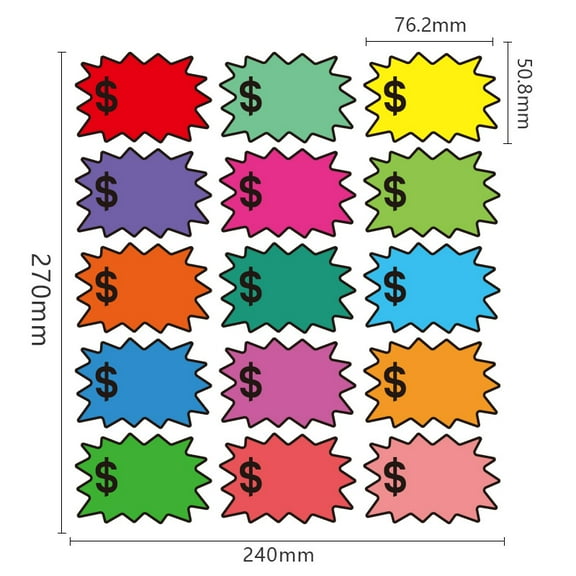 Firefly Hope 300 Pcs 2"x3" Removable Garage Sale Stickers, Yard Sale Price Tags with Writeable Pricing Space for Retail, Flea Market & Annual Community Sales, Colorful E