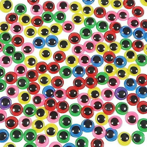 Firefly Hope 300 Pieces 10mm Self Adhesive Wiggle Googly Eyes, Black Round Sticker Eyes for DIY Arts Crafts, Scrapbooking & Handmade Project Accessories, Multiple colors