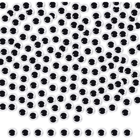 Firefly Hope 300 Pieces 6mm Self Adhesive Wiggle Googly Eyes, Black Round Sticker Eyes for DIY Arts Crafts, Scrapbooking & Handmade Project Accessories, White