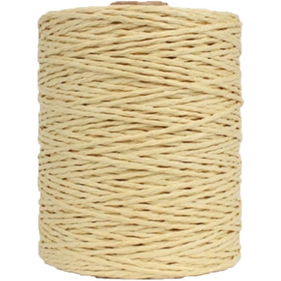 Firefly Hope 306 Yard Natural Cotton Paper Yarn, Soft Crochet Knitting Ribbon Ideal for DIY Beach Bags, Sun Hats & Gift Wrapping Decorations, Light Khaki