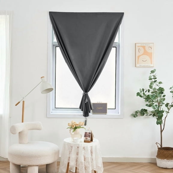 Firefly Hope 35.4"W x 70.9"H Self Adhesive Blackout Window Curtain 1 Panel, No Drill Renter Friendly Privacy Window Cover for Bedroom, Dark Grey
