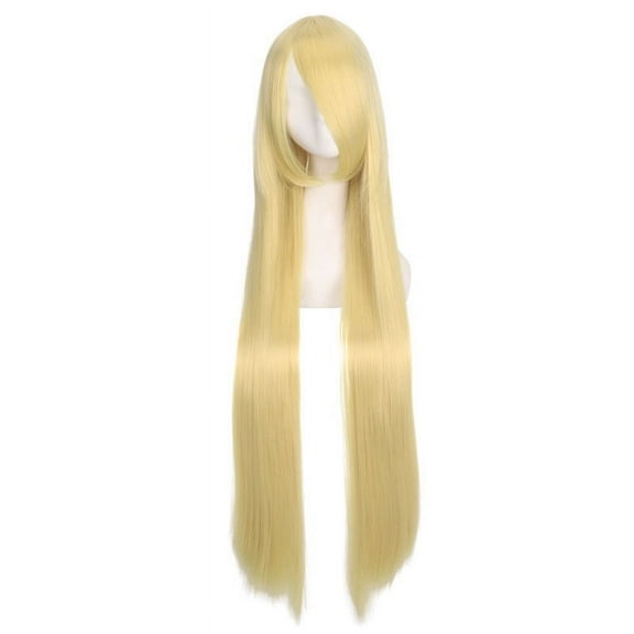 Firefly Hope 39.4" Long Straight Synthetic Wig with Bangs, Heat-Resistant Colorful Style For Daily & Party Use,Butter Blonde