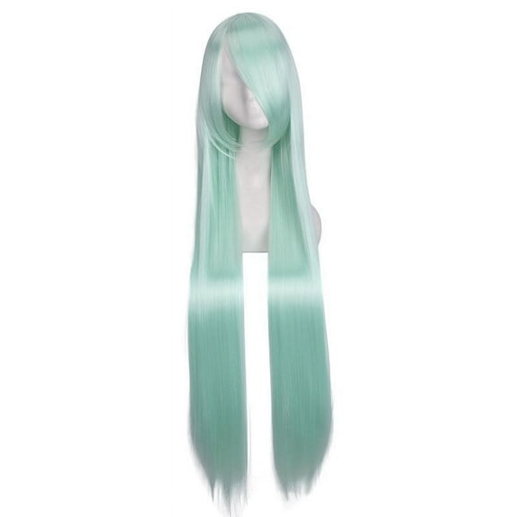 Firefly Hope 39.4" Long Straight Synthetic Wig with Bangs, Heat-Resistant Colorful Style For Daily & Party Use,Mint Green
