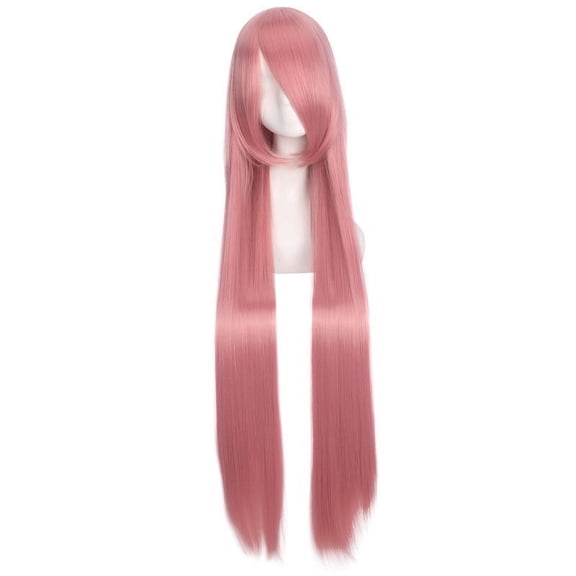 Firefly Hope 39.4" Long Straight Synthetic Wig with Bangs, Heat-Resistant Colorful Style For Daily & Party Use,Pink