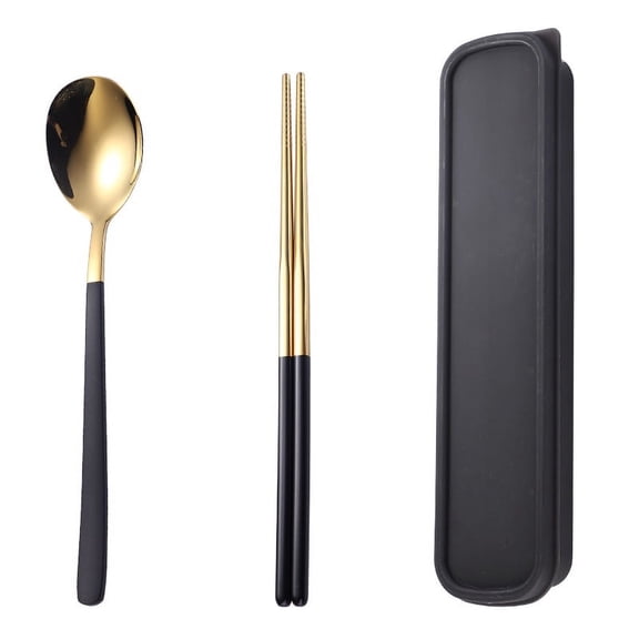 Firefly Hope 3pcs Stainless Steel Flatware Cutlery Set, Food-Grade Durable Eating Utensils, Tableware for Daily Dining & Serving,Gold Black