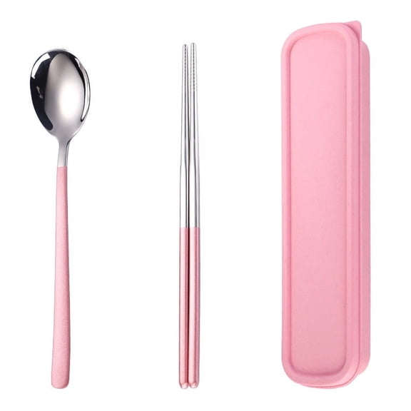 Firefly Hope 3pcs Stainless Steel Flatware Cutlery Set, Food-Grade Durable Eating Utensils, Tableware for Daily Dining & Serving,Silvery Pink