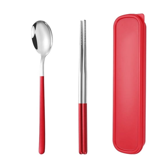 Firefly Hope 3pcs Stainless Steel Flatware Cutlery Set, Food-Grade Durable Eating Utensils, Tableware for Daily Dining & Serving,Silvery Red