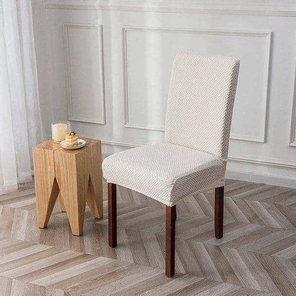 Firefly Hope 4 Pcs White Stretch-Fit Chair Covers, One Size Fits Most Chair Covers, Machine Washable Covers for Living Room & Dining Standard Chairs