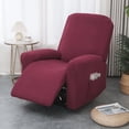 thumbnail image 1 of Firefly Hope 4-Piece, 1-Seat Stretch-Fit Sofa Cover, Ultra-Thick Plush Soft, Machine Washable & Wrinkle-Resistant for 1-Cushion Single Reclining Couch, Dark Red, 1 of 5