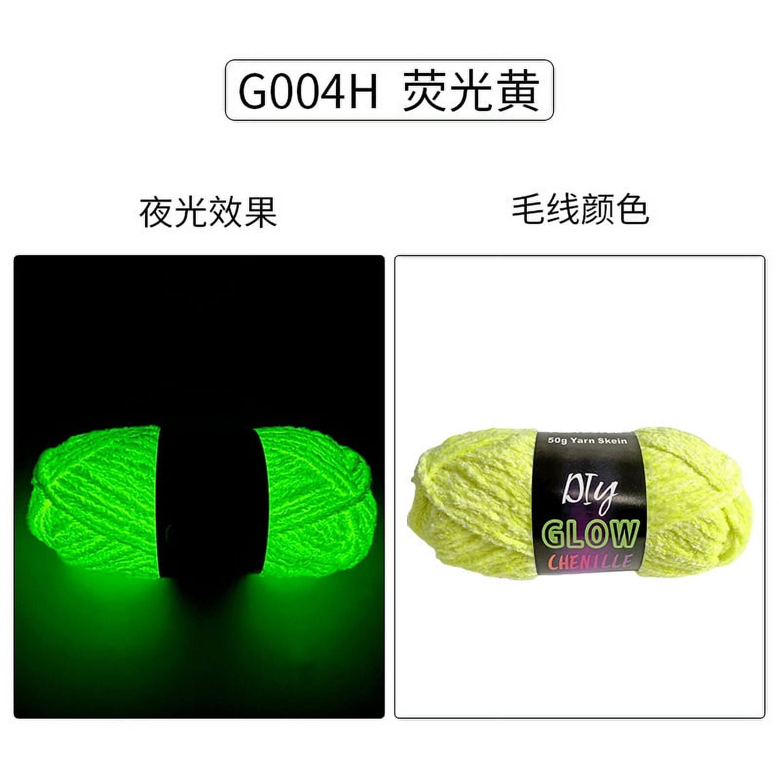 Firefly Hope 4 Roll 50G/Roll Glow in The Dark Chenille Yarn, Luminous Crochet Yarn for DIY Arts Crafts, Knitting & Sewing Supplies，Fluorescent Yellow