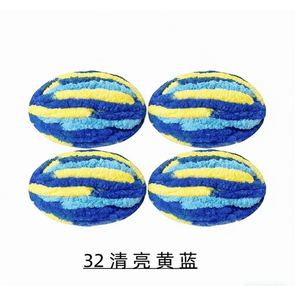 Firefly Hope 4 Rolls Blue,Dark Blue & Yellow Ultra-Thick Polyester Yarn, 250g/Roll 29.5Yard Jumbo Bulky Yarn - Heavy-Duty Crochet & Knitting Yarn for Scarves/Blankets/Hats/Cozy Crafts