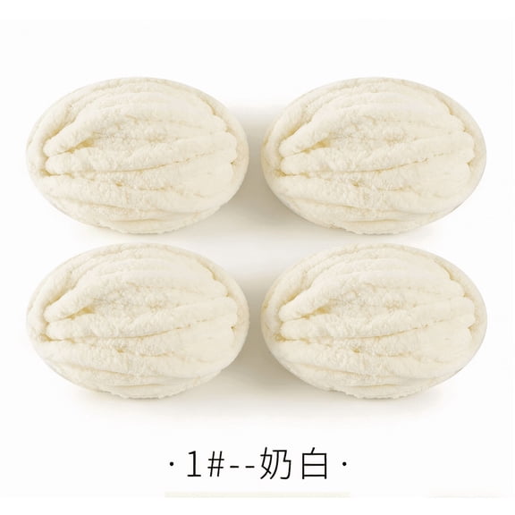 Firefly Hope 4 Rolls White Ultra-Thick Polyester Yarn, 250g/Roll 29.5Yard Jumbo Bulky Yarn - Heavy-Duty Crochet & Knitting Yarn for Scarves/Blankets/Hats/Cozy Crafts