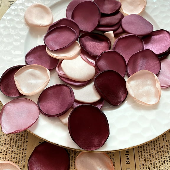Firefly Hope 400-Pack 1.2" Realistic Silk Artificial Rose Petals, Fade-Resistant Reusable Romantic Scatter Petals for Wedding Aisle, Party Table Centerpieces & Home Decor, Pink, Beige & Dark Pink
