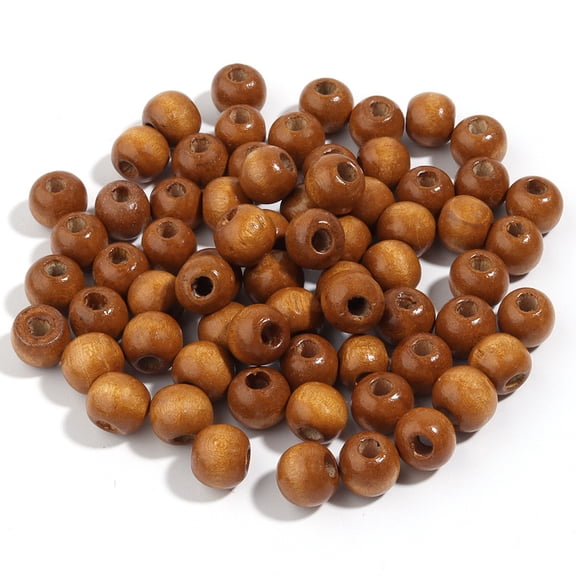 Firefly Hope 400 Pcs 8mm Round Light Coffee Wood Beads, 8mm Large Hole Craft Beads for DIY Art Making, Jewelry Projects & Home Decor