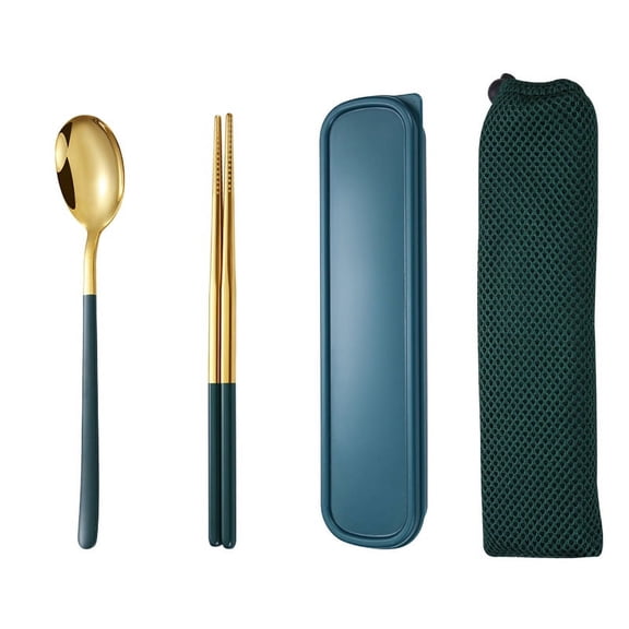 Firefly Hope 4Piece Stainless Steel Silverware Flatware Set, Mirror Polished & Dishwasher Safe, Durable Cutlery Utensils for Everyday Dining & Household Use,Gold Green