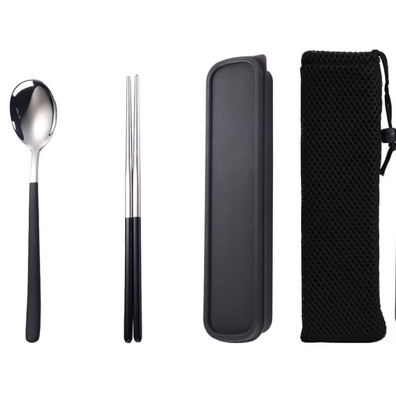 Firefly Hope 4Piece Stainless Steel Silverware Flatware Set, Mirror Polished & Dishwasher Safe, Durable Cutlery Utensils for Everyday Dining & Household Use,Silvery Black