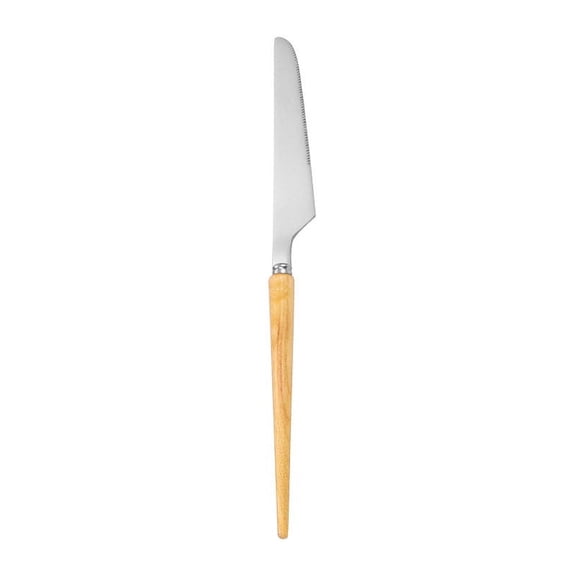 Firefly Hope 4Pieces Stainless Steel Cutlery Set with Wooden Handles, Durable Flatware Knife & Utensil Service for Daily Dining & Kitchen Use - Khaki