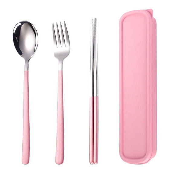 Firefly Hope 4pcs Stainless Steel Food-Grade Cutlery Set, Durable Flatware for Everyday Use, Complete Tableware Eating Utensils Set for Serving & Dining,Silvery Pink