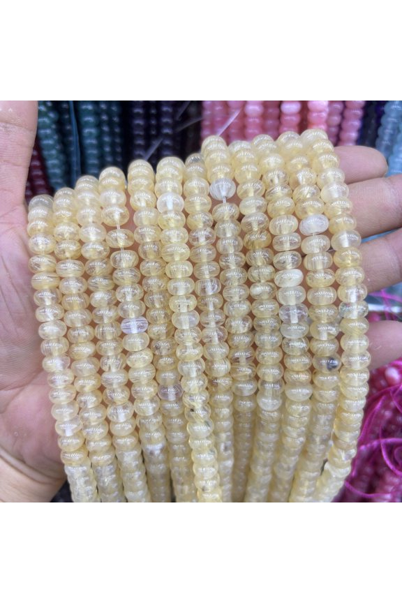 58mm 1 Strand 15" Natural Semi-Precious Gemstone Rondelle Spacer Beads, Smooth Loose Lentil Beads for Bracelet, Necklace & DIY Jewelry Crafts, S37