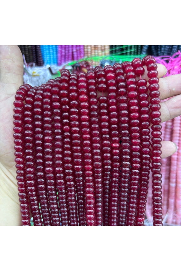 58mm 1 Strand 15" Natural Semi-Precious Gemstone Rondelle Spacer Beads, Smooth Loose Lentil Beads for Bracelet, Necklace & DIY Jewelry Crafts, S74