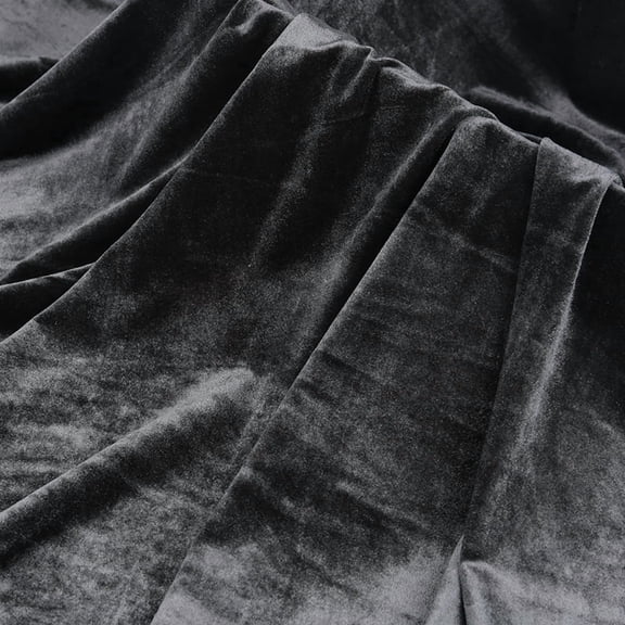 Firefly Hope 5 Yard 63 in Wide Dark Grey High-Grade Stretch Velvet Fabric, Wrinkle-Free Polyester-Spandex Blend Upholstery Fabric for Clothing & Craft Making