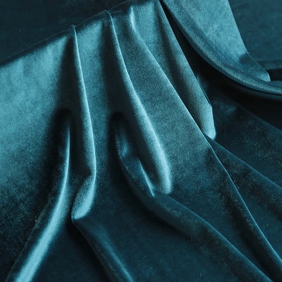 Firefly Hope 5 Yard 63 in Wide Peacock Blue High-Grade Stretch Velvet Fabric, Wrinkle-Free Polyester-Spandex Blend Upholstery Fabric for Clothing & Craft Making