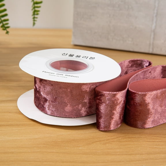 Firefly Hope 5 Yard Continuous Velvet Ribbon Spool, 1.5 Inches Width, Ribbon for Christmas Gift Packaging, DIY Holiday Crafts, Mantel Decor & Tree Trimming, Dark Pink