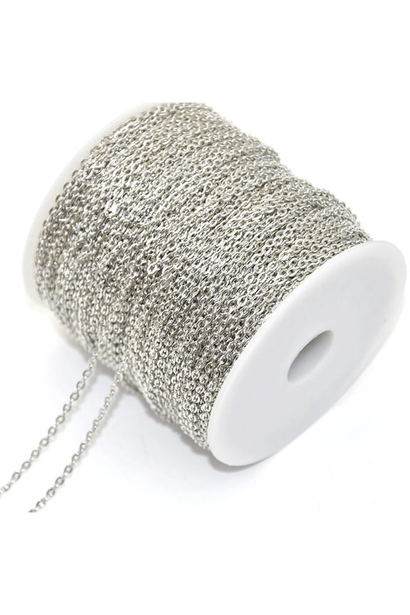 5 Yards Bulk Cable Chain Link, Metal Necklace Chain for Jewelry DIY Making & Craft Accessories Supplies, Silver