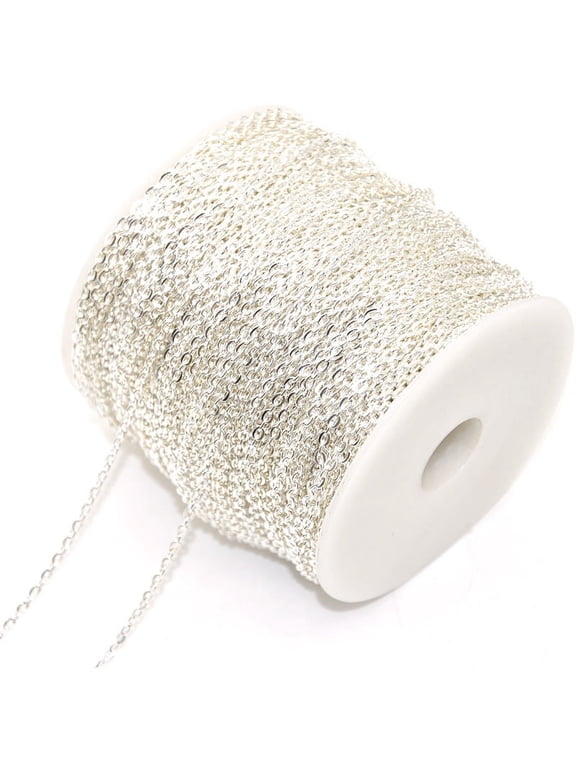5 Yards Bulk Cable Chain Link, Metal Necklace Chain for Jewelry DIY Making & Craft Accessories Supplies, White