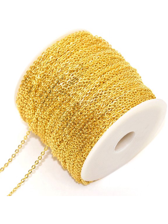 5 Yards Bulk Cable Chain Link, Metal Necklace Chain for Jewelry DIY Making & Craft Accessories Supplies, Yellow