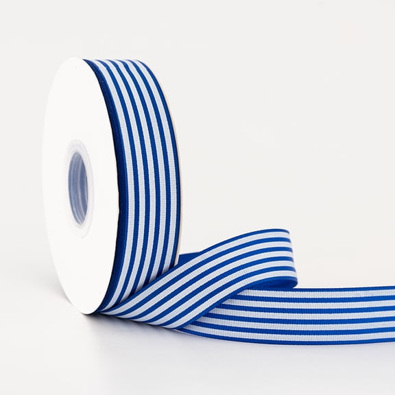Firefly Hope 50 Yards 2.5cm Wide Christmas Polyester Ribbon, Dark Blue/White Striped Decorative Trim for Crafts