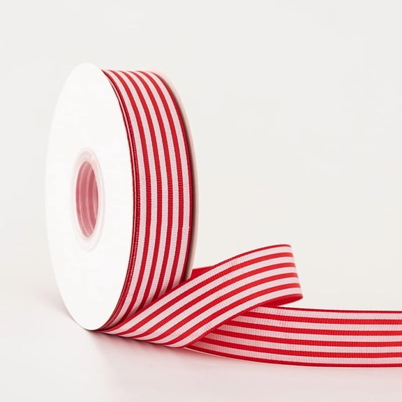 Firefly Hope 50 Yards 2.5cm Wide Christmas Polyester Ribbon, Red/White Striped Decorative Trim for Crafts