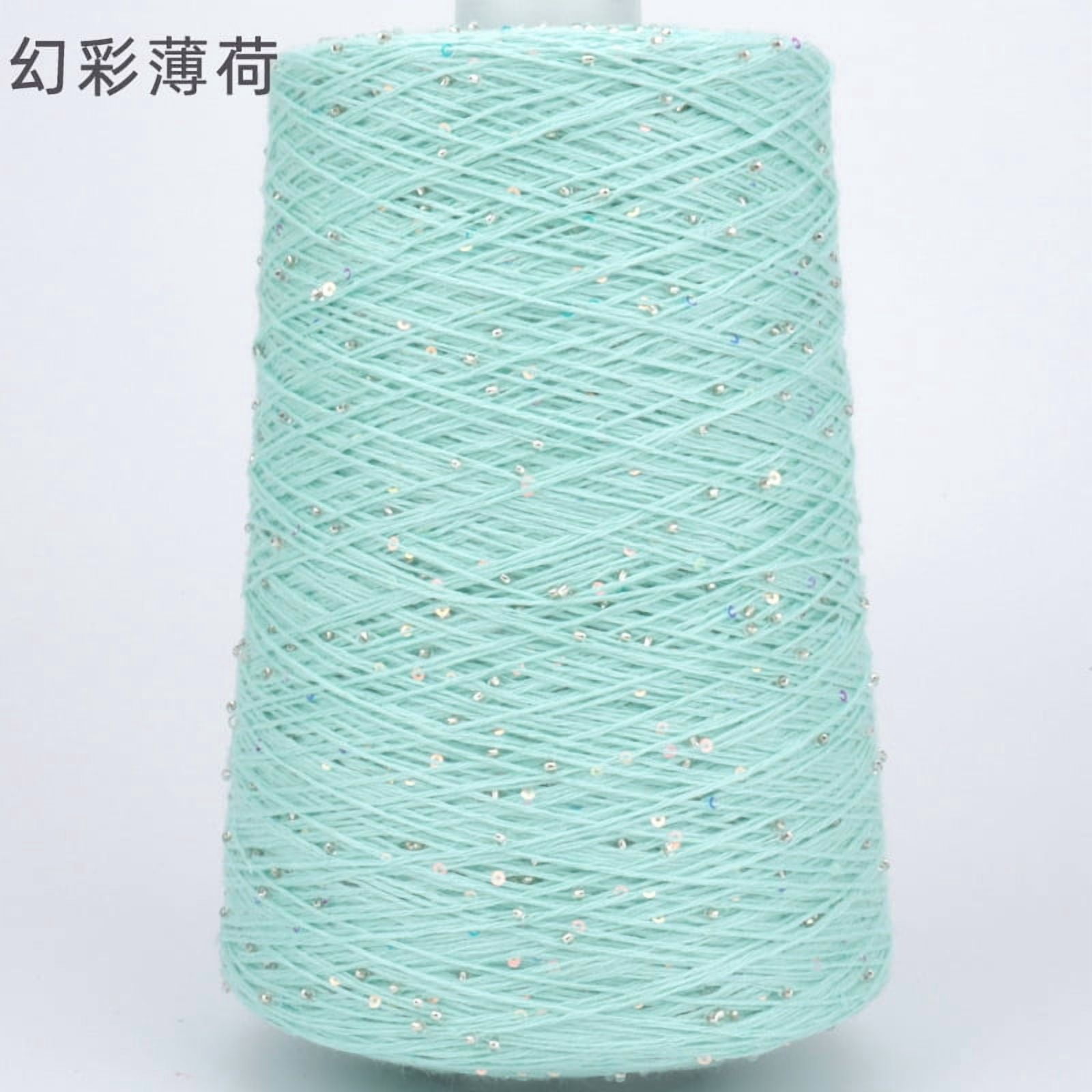 Firefly Hope 500g Glitter Sequined Cotton Yarn, Shiny Sparkle Sequin Thread for Hand Knitting & Crochet Projects, DIY Craft Supplies for Garments & Home Decor, C12