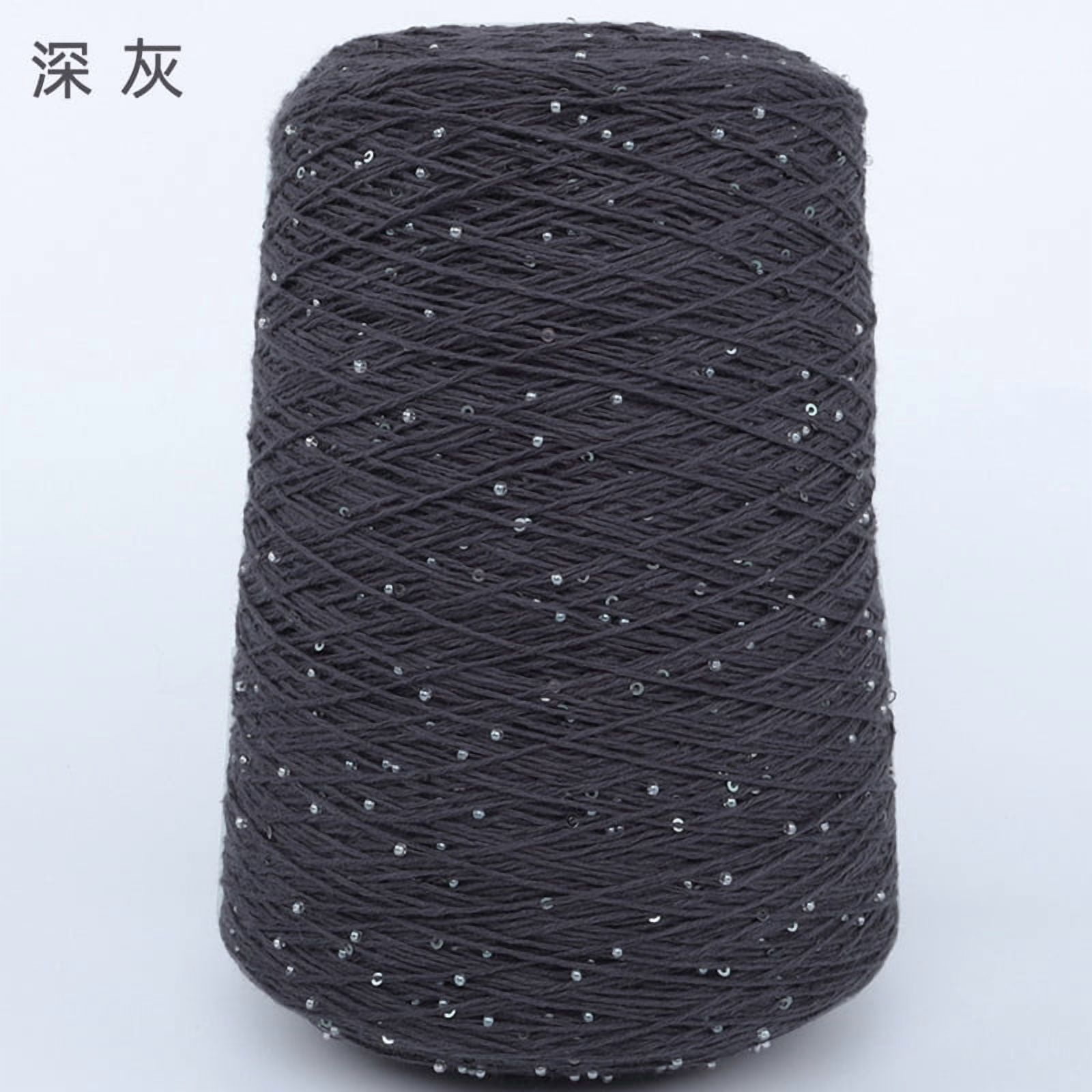Firefly Hope 500g Glitter Sequined Cotton Yarn, Shiny Sparkle Sequin Thread for Hand Knitting & Crochet Projects, DIY Craft Supplies for Garments & Home Decor, Dark Gray