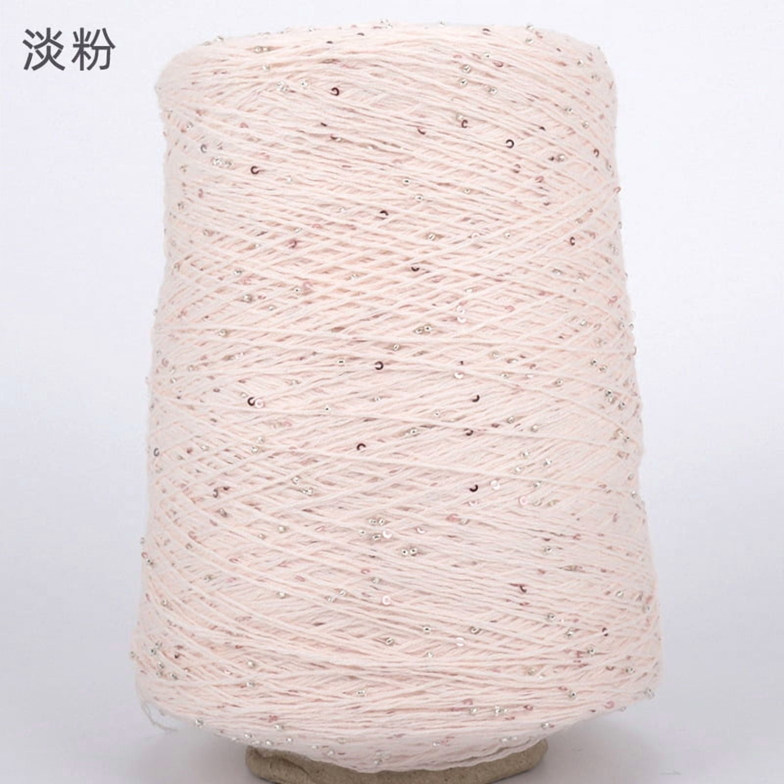 Firefly Hope 500g Glitter Sequined Cotton Yarn, Shiny Sparkle Sequin Thread for Hand Knitting & Crochet Projects, DIY Craft Supplies for Garments & Home Decor, Light Pink