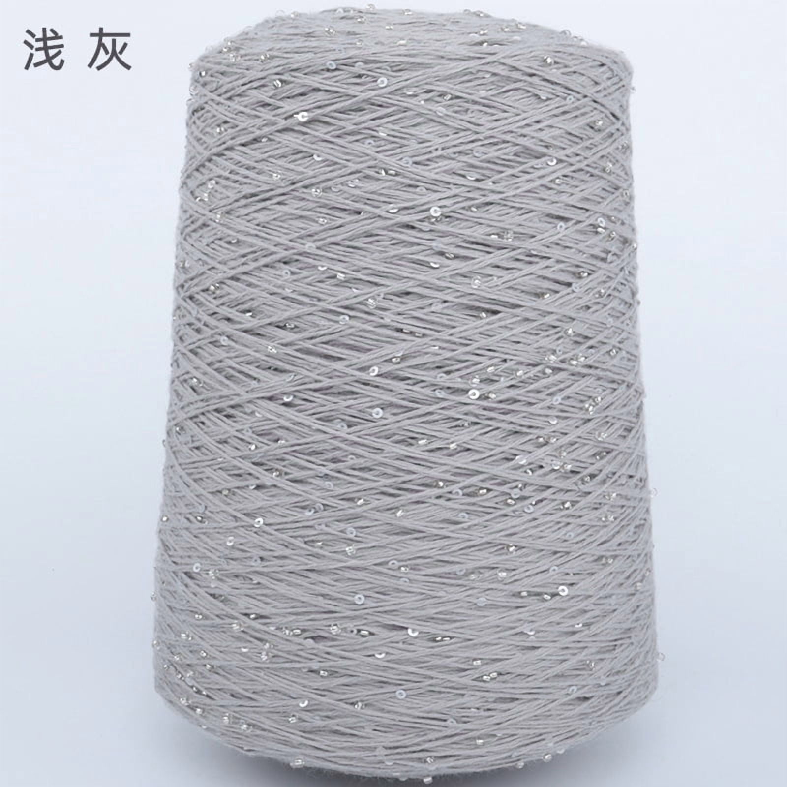 Firefly Hope 500g Glitter Sequined Cotton Yarn, Shiny Sparkle Sequin Thread for Hand Knitting & Crochet Projects, DIY Craft Supplies for Garments & Home Decor,Light Gray