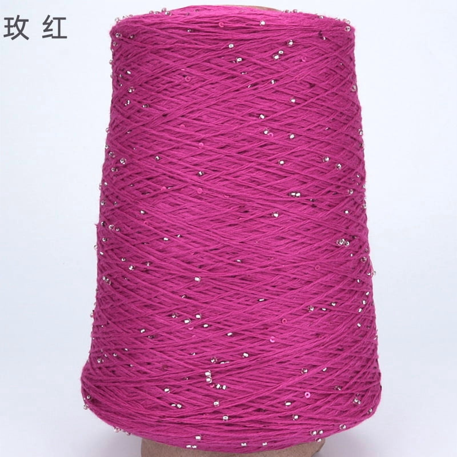 Firefly Hope 500g Glitter Sequined Cotton Yarn, Shiny Sparkle Sequin Thread for Hand Knitting & Crochet Projects, DIY Craft Supplies for Garments & Home Decor, Rose