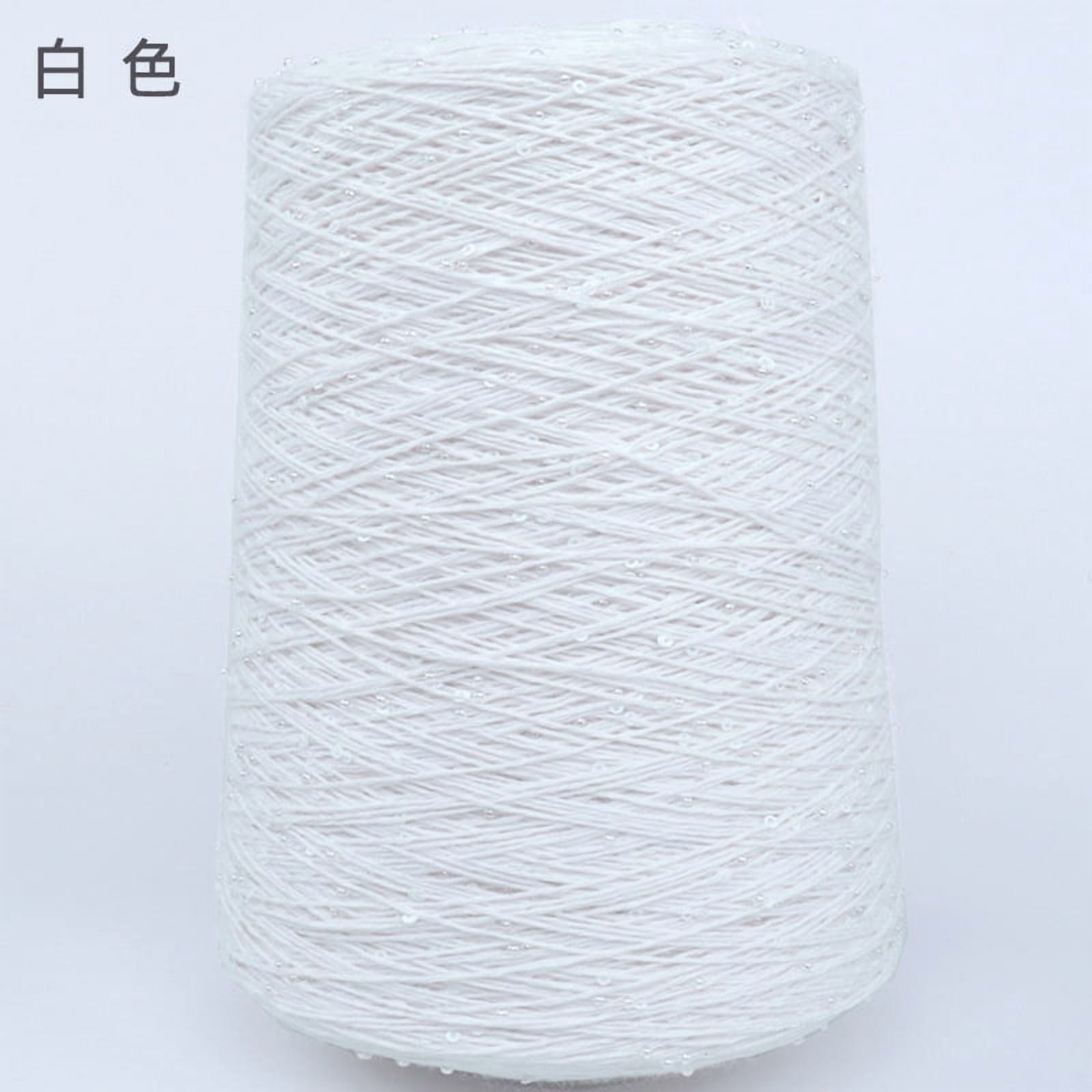 Firefly Hope 500g Glitter Sequined Cotton Yarn, Shiny Sparkle Sequin Thread for Hand Knitting & Crochet Projects, DIY Craft Supplies for Garments & Home Decor, White
