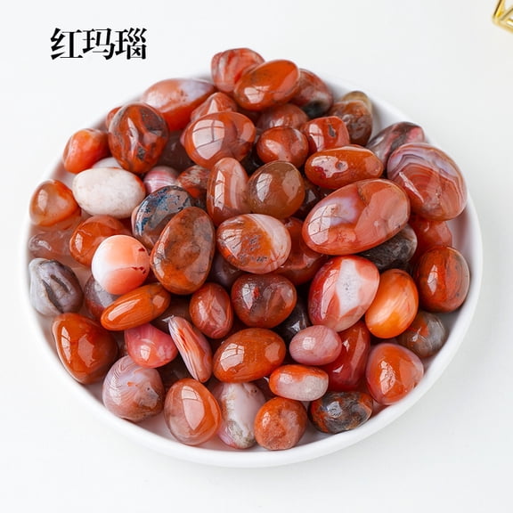 Firefly Hope 500g Transparent Natural Tumbled Stones, Polished Rolling Stones & Aromatherapy Diffuser Rocks, 1.5-2mm Bulk Raw Crystals for Fish Tank & Home Decor, Red Agate