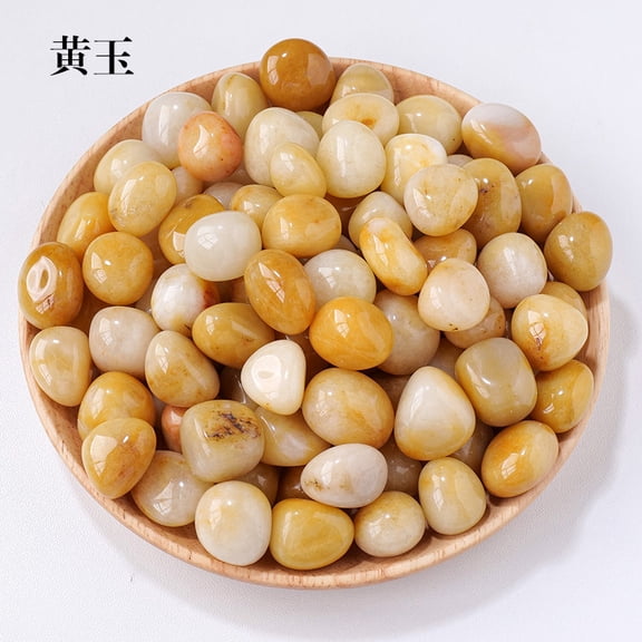 Firefly Hope 500g Transparent Natural Tumbled Stones, Polished Rolling Stones & Aromatherapy Diffuser Rocks, 1.5-2mm Bulk Raw Crystals for Fish Tank & Home Decor, Yellow Jade