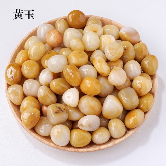 Firefly Hope 500g Transparent Natural Tumbled Stones, Polished Rolling Stones & Aromatherapy Diffuser Rocks, 1.5-2mm Bulk Raw Crystals for Fish Tank & Home Decor, Yellow Jade