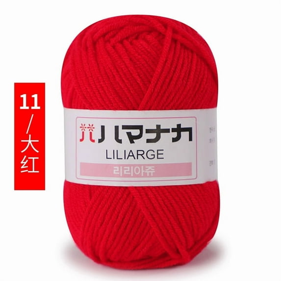 Firefly Hope 50g Soft Cotton Milk Yarn, 4-Ply Worsted Weight Thread for Knitting & Crocheting, 2.5mm Thickness, Skin-Friendly, Ultra-Soft, Red A