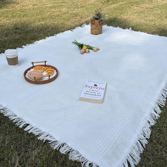 Firefly Hope 59*35.4in Moisture-Proof Portable Picnic Mat – Outdoor Blanket for Camping, Beach & Picnics, White A