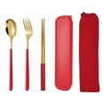 thumbnail image 1 of Firefly Hope 5pcs Stainless Steel Food-Grade Cutlery Set, Durable Flatware for Dining, Complete Tableware Eating Utensils Set for Everyday Serving & Meals,Gold Red, 1 of 3