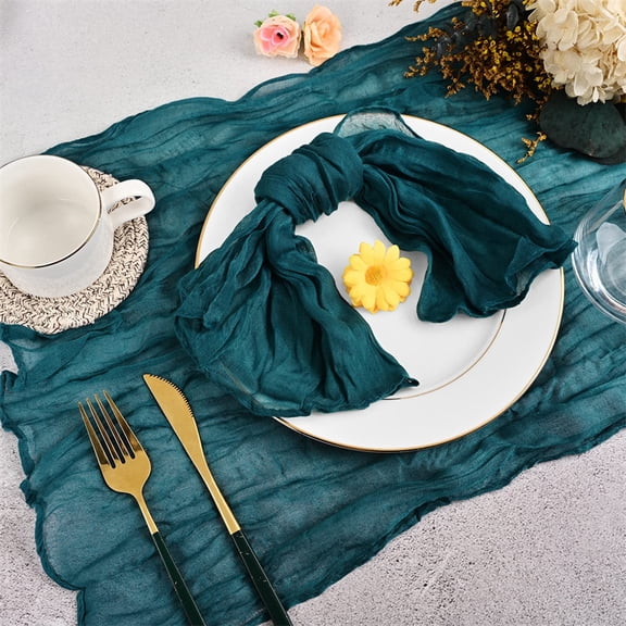 Firefly Hope 6 Pack Bulk 20"x20" Dark Green Boho Rustic Cheesecloth Gauze Napkins, Rustic Dinner Table Decor for Wedding, Bridal & Party