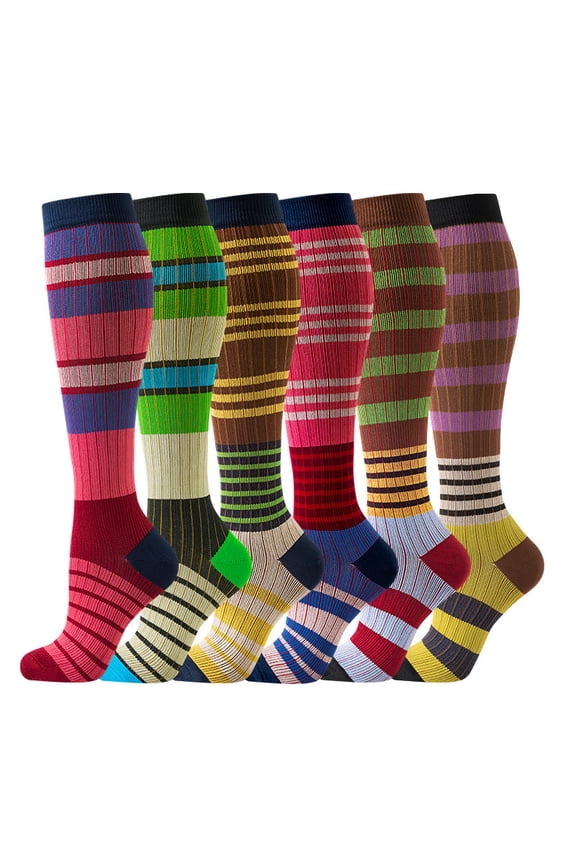 6 Pairs S/M Compression Support Socks for Women & Men, Comfort Circulation Socks for Nurses, Running, Hiking & Daily Recovery, Style 22