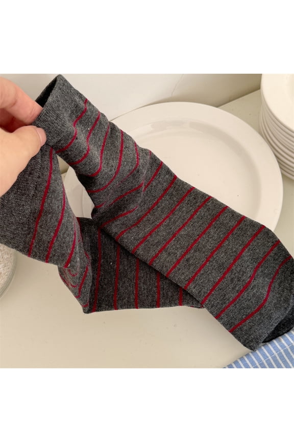 6 Pairs Women's Retro-Style Striped Athletic Crew Socks - Cute, Comfortable & Perfect for Casual WearGrey
