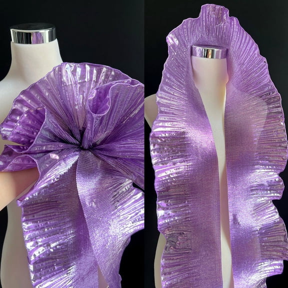 Firefly Hope 6 Yard Ruffled & Pleated Organza Lace Trim, Textured Fabric Trimming for Dress, Bag, Costume Decoration & DIY Craft, Light Purple