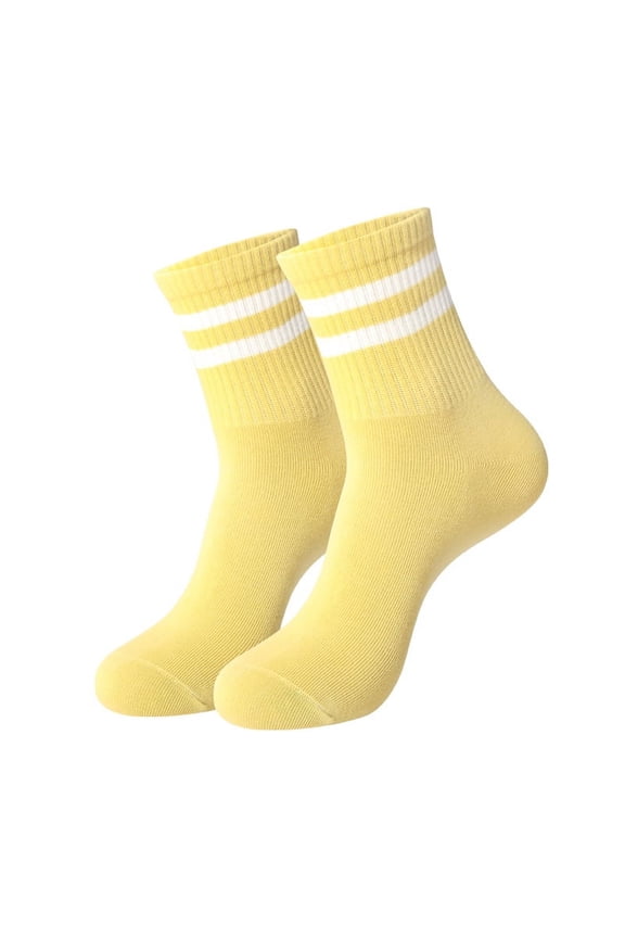 6 pairs of Women's Lightweight Cotton Crew Socks, Comfy, Airy Above-Ankle Style, Works for Business, Casual & Active Days,Yellow